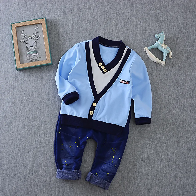 Комплект одежды для малышей, хлопковые осенние толстовки с капюшоном+ штаны+ футболка верхняя одежда для детей из 3 предметов комплект детской одежды Одежда для новорожденных 2 лет