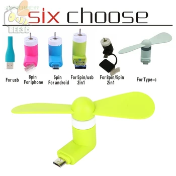 

Mini Mobile Phone Adapter USB Fan Portable Hand Fan For Android OTG Type C USB C Phone Hand Fan 2in1 For Iphone 6s 7 100pcs