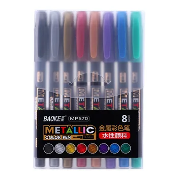 

8Pcs Metallic Color Marker Pens Water-based DIY Arts Craft Painting Marker Pen for Black Paper/Glass/Leather/Ceramics/Fabric