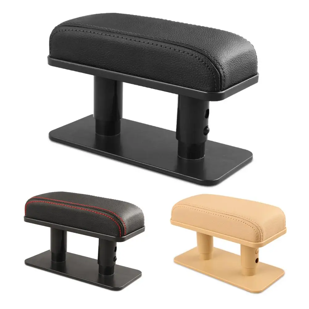 Car Armrest Pad Adjustable Left Elbow Bracket Universal Leather Booster
