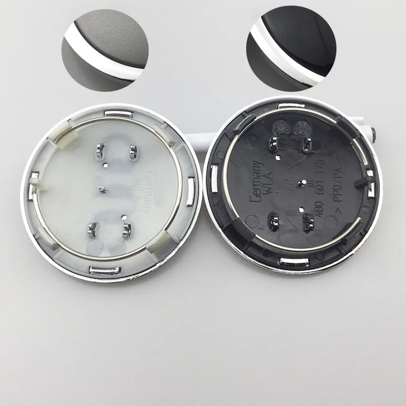 

4pcs 69mm Gray Black car Wheel Rim Hub Center Caps Covers for A3 A5 A4 A6 A7 A8 Q7T 4B0601170A Car accessories