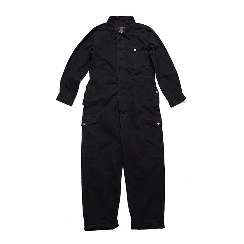 New Black Loose Multi pocket Work Coverall Mens Cargo Coverall Jumpsuit