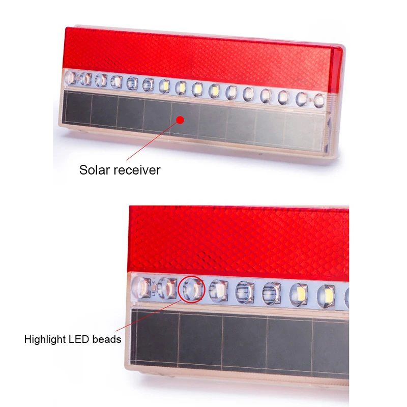 Intelligent Sensor LED Solar Energy Truck Side Lights Truck Brake Light Rear Lights LED Flashlight Signal Light Lamp Road Constr