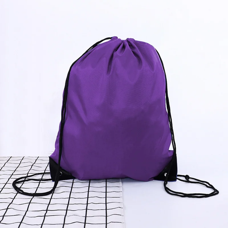 H044f779804814ad1b38a1340176cb3d3O Nylon Color Portable Sports Bag Thicken Drawstring Belt Riding Backpack Gym Drawstring Shoes Bag Clothes Backpacks Waterproof Mallzona
