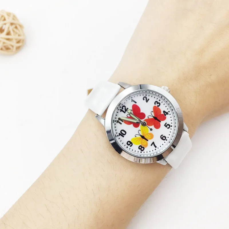 Милые детские наручные часы с мультяшками для девочек кварцевые наручные часы женские красочные бабочки дети студентов часы Relojes Montres