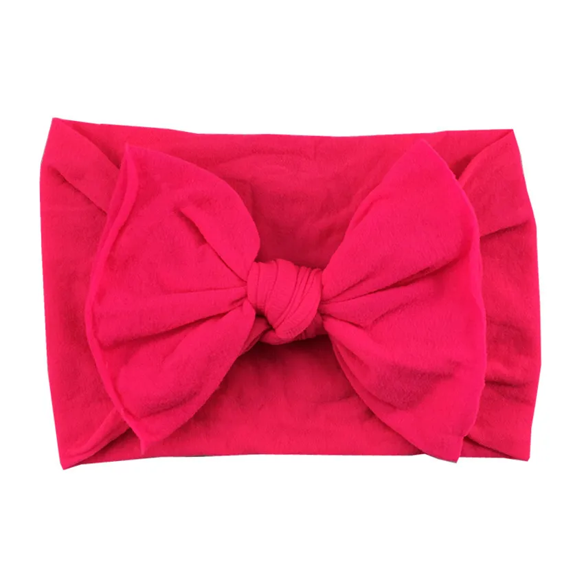 20pcs/lot Ear Turban Girl Lovely Headwear Wide Elastic Soft Nylon Headband with 4.5'' Hair Bow Headwrap For Kids Hair Accessorie - Цвет: 12