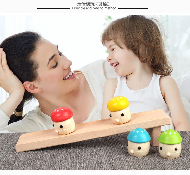 Douyin деревянная забавная маленькая Грибная горка для детей 3-6 лет Настольная мини скользящая развивающая игрушка