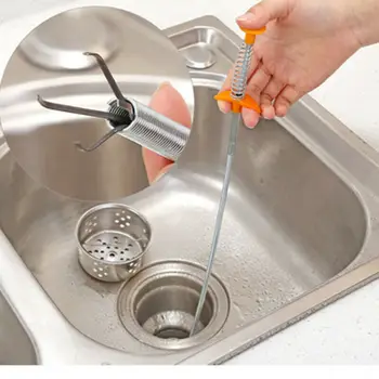 

1pc 60cm Kitchen Sewer Dredging Device Tools Spring Pipe Sink Cleaning Hook