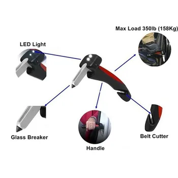

Hot New Vehicle Safety Hammer Rescue Escape Emergency Hammer Seat Belt Cutter Window Glass Switch With LED Light In Good Quality