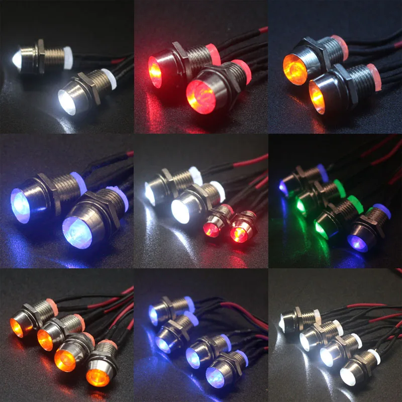 Kit De 12 LED Pour Voiture RC 1/10 Et 1/8 - Phares, Feux Arrière, Clignotants, Facile à Installer
