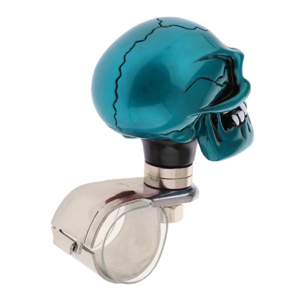 1PC Skull Head Car Steering Wheel Spinner Suicide Knob Handle Booster Resin+Metal 100x75x50mm