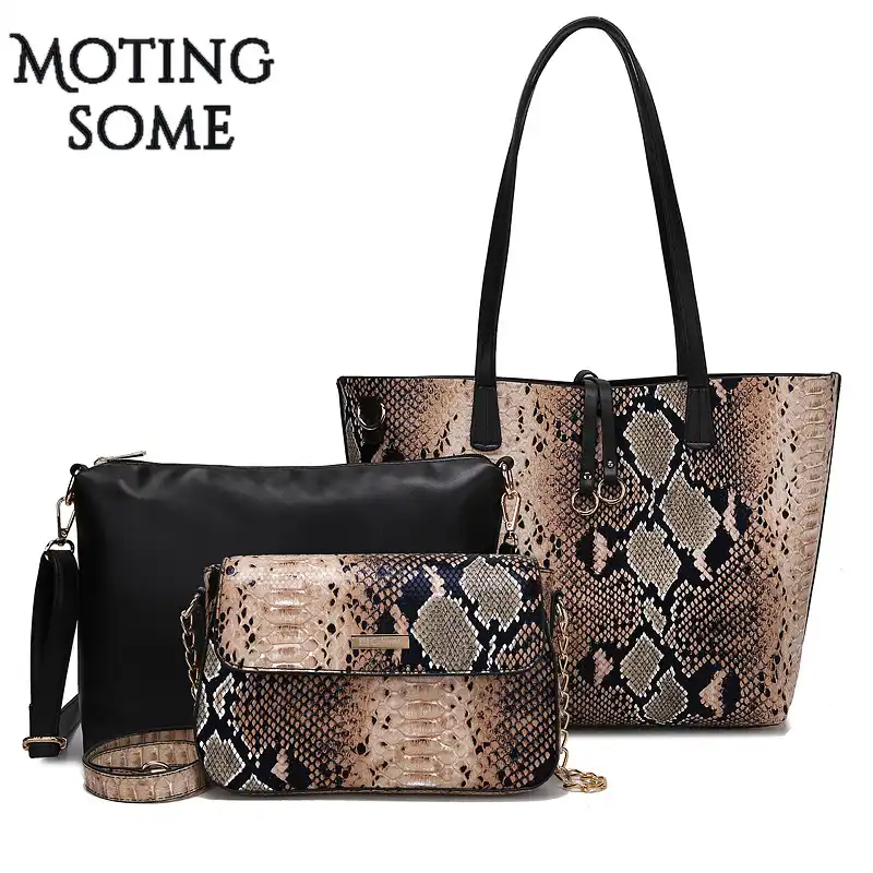 snake print tote bag