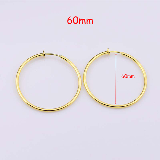 Diameter 2/4/6cm Ear Clips Rings Punk Women Non-Pierced Hoop Earrings Houndstooth Goth Fake Clip-On Circle Earrings Jewelry