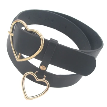 

Fashionable Heart-Shaped Alloy Buckle Accessories Belt Wild Leather Metal Women's Assembly Belt (Gold)