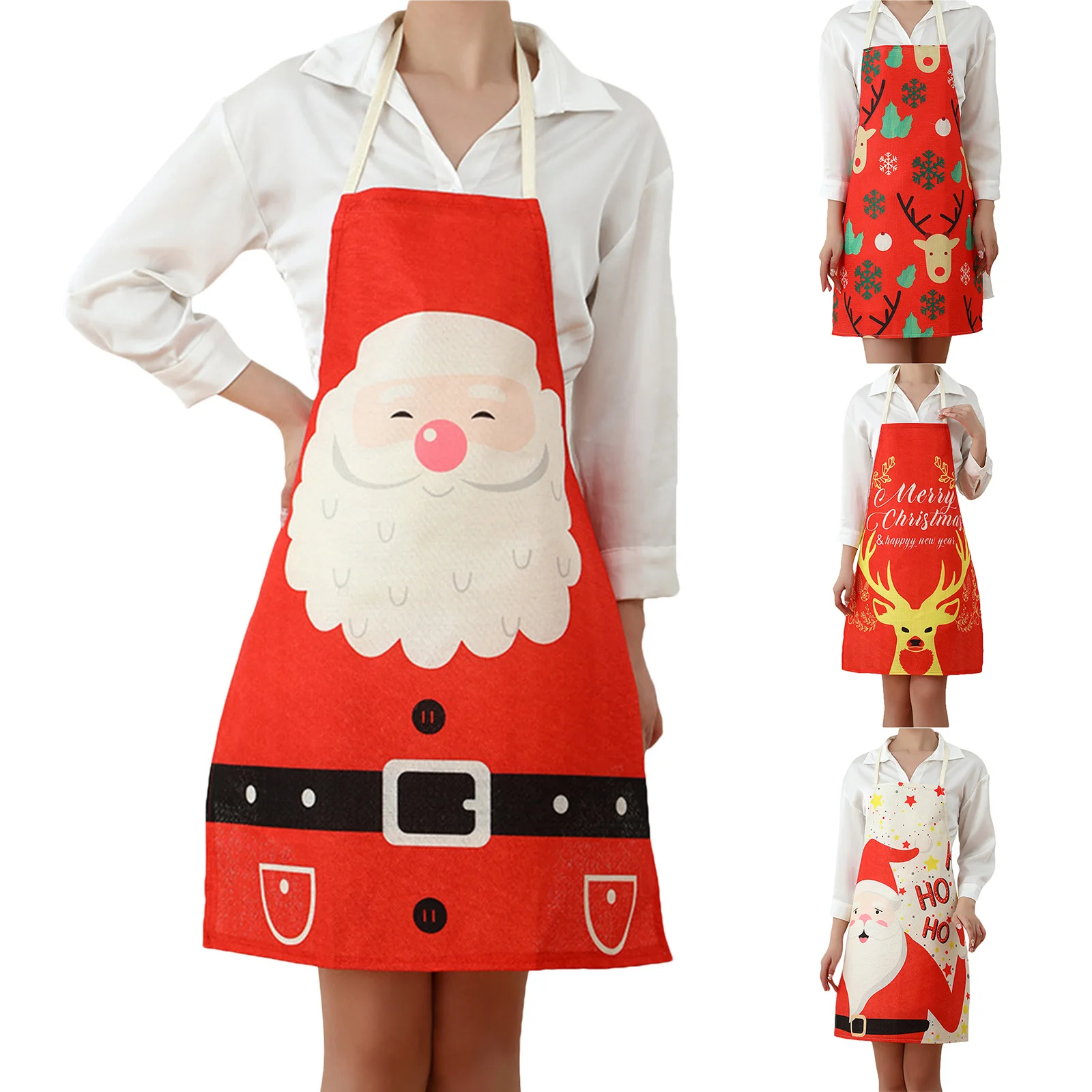Фартук для взрослых на Рождество с принтом Санта Клауса талию праздничные