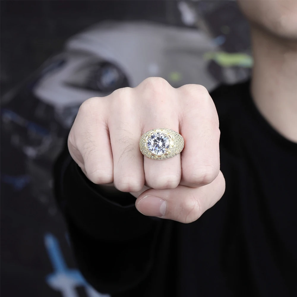 Высокое качество Iced Out Micro Pave CZ камень золото серебро кольцо для мужчин женщин роскошный белый циркон мужской хип хоп ювелирные изделия подарок