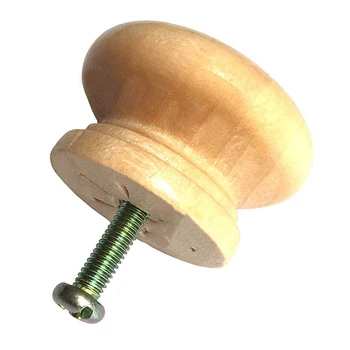 

50Pcs Round Mushroom Wood Coated with Varnish Unfinished Furniture Hardware Cabinet Closet Drawer Knobs Pulls Handles with Scr
