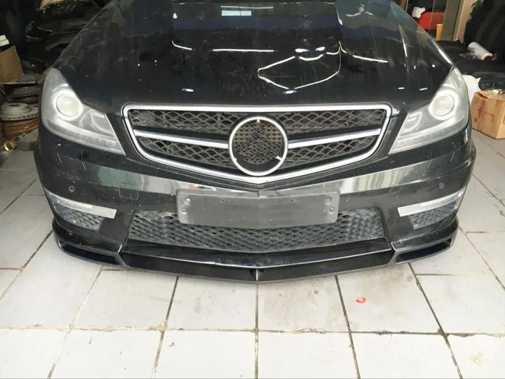 C Класс углеродного волокна передний бампер спойлер Для Mecedes Benz W204 C63 AMG 2012- FRP голова подбородок Лопата защита автомобиля Стайлинг