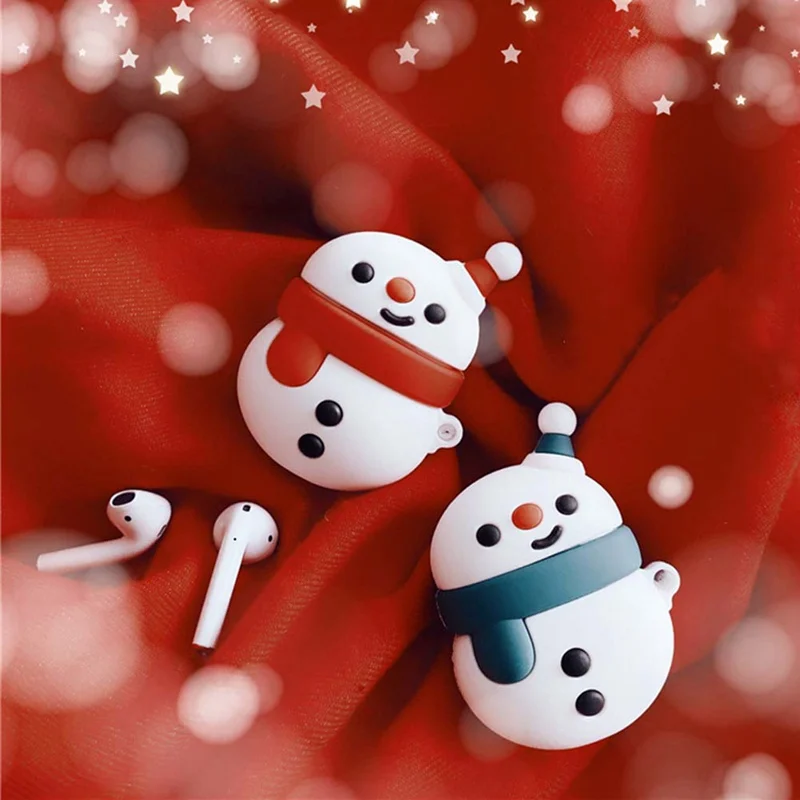 Чехол для Airpod, силиконовый защитный чехол для Apple Airpods 2, милый мультяшный Рождественский Снеговик, чехол, аксессуары для Airpods