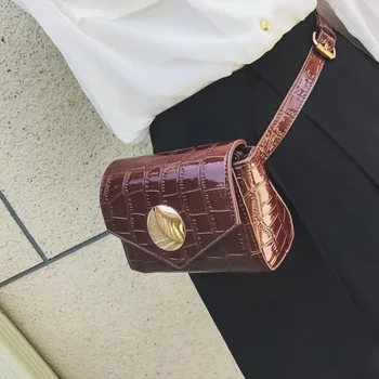 

Women Waist Pack Bag Crocodile Leather Belt Bag Fanny Vintage Waist Packs Shoulder Bag PU Female Chest Bag Messenger Bags