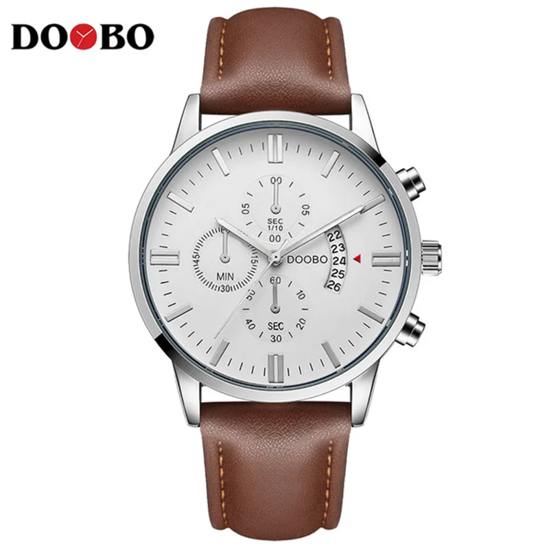 D025 brown white Мужские часы от ведущего бренда класса люкс, простые часы для мужчин, модные часы DOOBO, мужские кварцевые часы, мужские часы Erkek Kol Saati - Цвет: D025 brown white