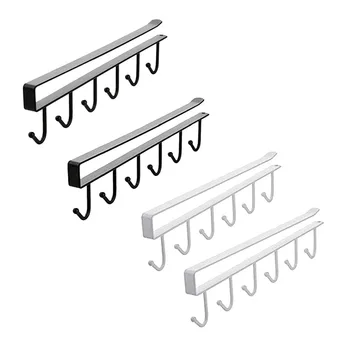 

Six-Hook Kitchen Nail-Free Hook Cabinet Storage Rack Multi-Function Wardrobe Row Hook Finishing Rack