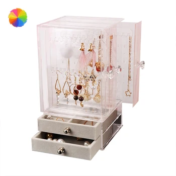 

Acrylic Jewelry Organizer Box Necklace Display Storage Case Earrings Bracelet Hanger Decoration Women Gift Makeup Storage XBFF