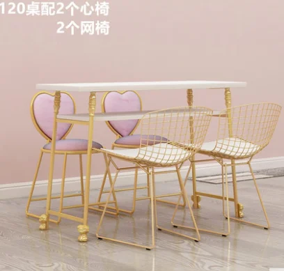 Double deck manicure table single double three manicure table gold shop and chair set
