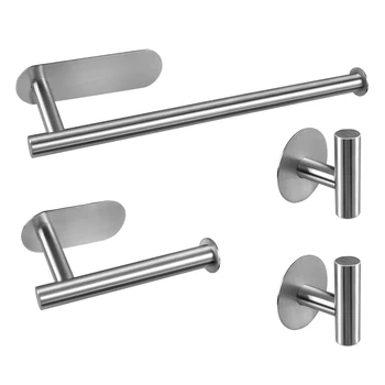 

4 Pcs Paper Towel Holder Self Adhesive Paper Towel Rack Roll Paper Holder with Adhesive Robe Towel Hooks