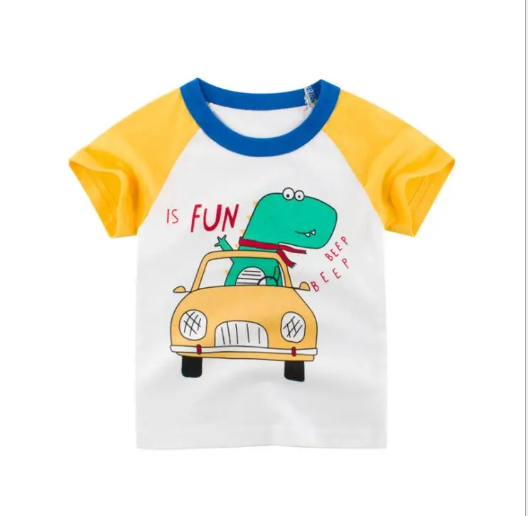 Летняя детская одежда; футболка для мальчиков; хлопковая футболка с короткими рукавами и рисунком динозавра; Милая Повседневная футболка для маленьких мальчиков; От 2 до 8 лет футболка - Цвет: 19