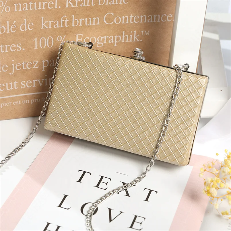 

WOMEN'S Bag 2018 Summer New Style Evening Bag Embossing Rhombus Square Cosmetic Bag Mobile Phone Change Bag with Chain