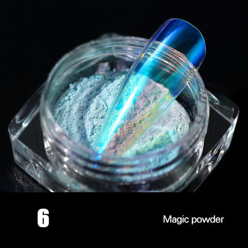 6 Новинка,, пудра Aurora, блеск для ногтей, пигмент для маникюра, легко наносится, Русалка, хромированная зеркальная Радужная пудра для ногтей, подарок, SSwell - Цвет: 6