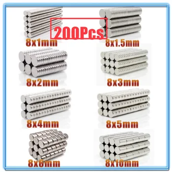

200Pcs N35 Round Magnet 8x1 8x1.5 8x2 8x3 8x4 8x5 8x6 8x10 mm Neodymium Magnet Permanent NdFeB Super Strong Powerful Magnets