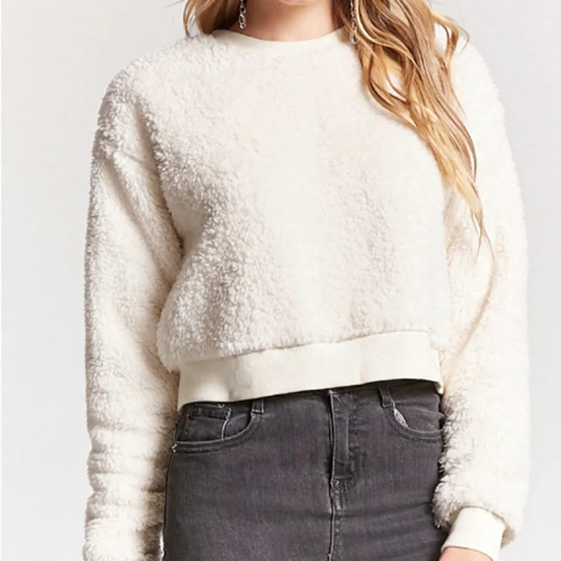 

Warm Hoodies For Women Pullovers Harajuku Sweatshirt Solid Fashion American Apparel Short Streetwear Europe and America Casual