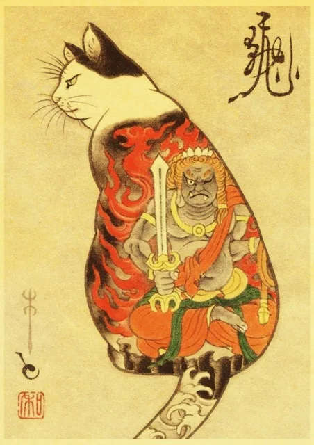 Vintage-Japanese-samurai-cat-tattoo-cat-retro-posters-kraft-wall-paper-High-Quality-Painting-For-Home.jpg_640x640 (3)