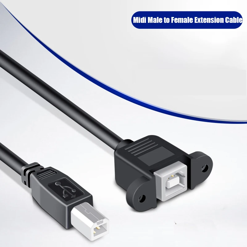 1M USB Type B Male to Female Extension Cable USB2.0 Midi Data Cord Panel Mount with Screws for Yamaha | Электроника