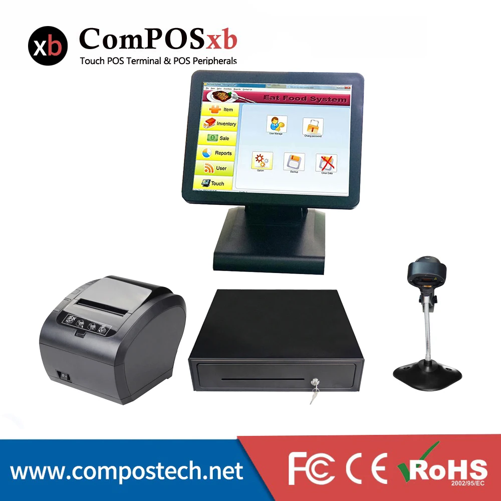 Китай pos терминал 15 дюймов сенсорный экран pos система термопринтер pos pc