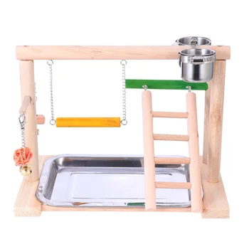 

1 Set Ladder Parrot Toy Wooden Durable Parrot Stand Toy Bird Playing Stand for Lovebirds