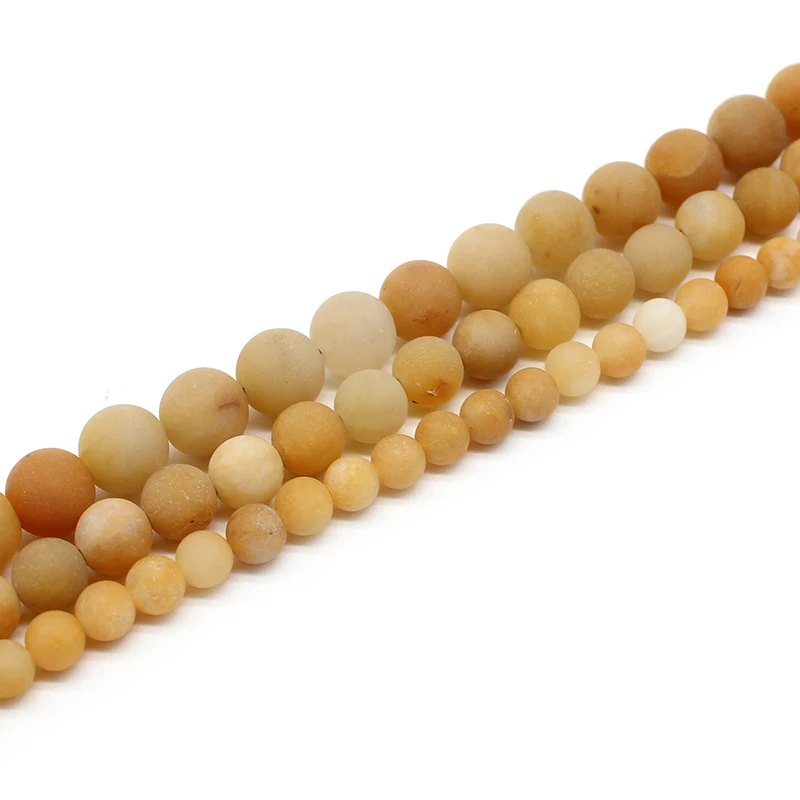 

Natural Stone Matte Yellow Aventurine Round Loose Spacer Beads Strand 15" Pick Size For Jewelery Making DIY Bracelet Necklace