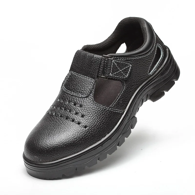 

men's leisure big size breathable summer safety shoes soft leather platform worker sandals tooling security boots safty shoe man