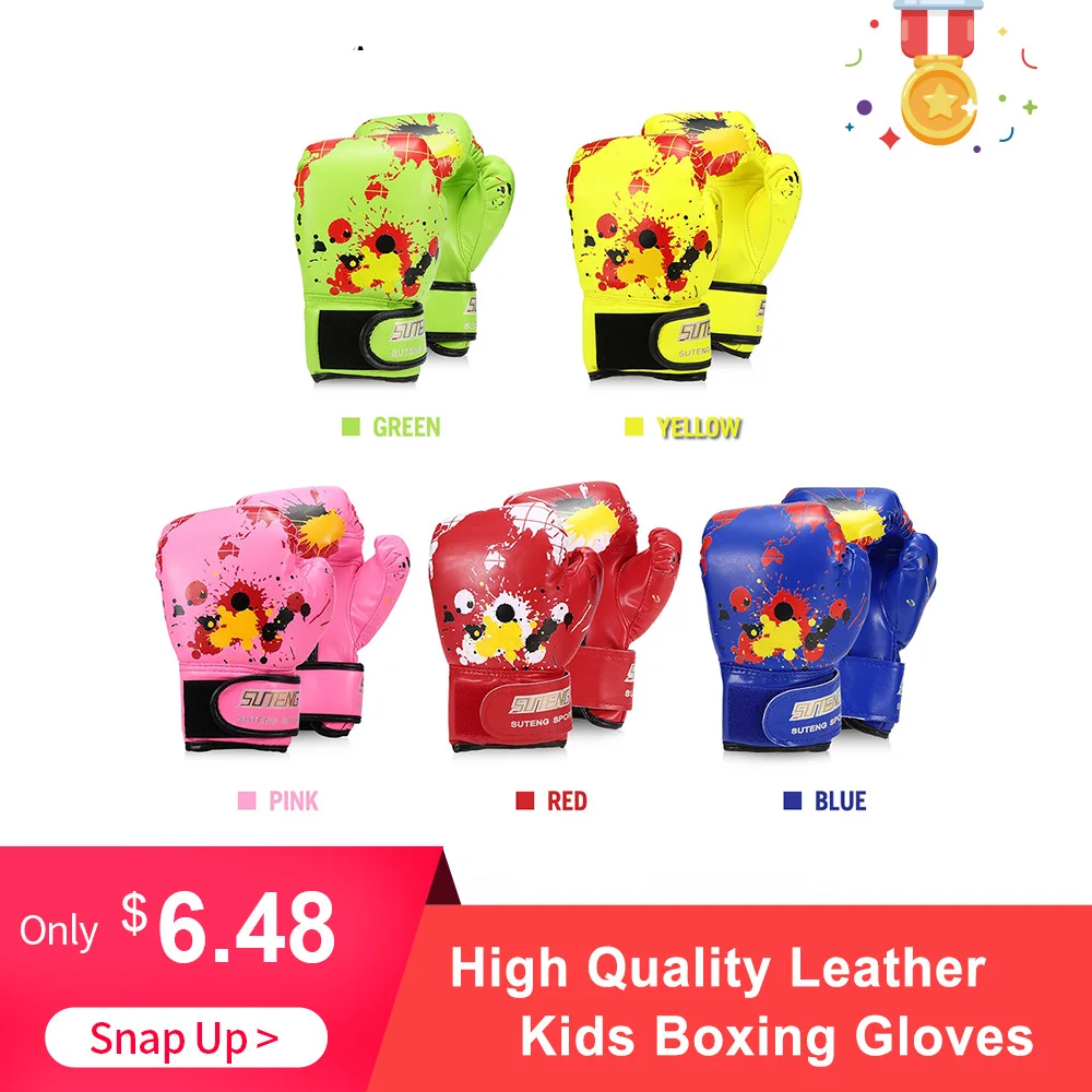 

Boxing Gloves High Quality Leather Boxing Training Safety Gloves For Kids Fighting Boxing Gloves Safety Equipments boys/girls