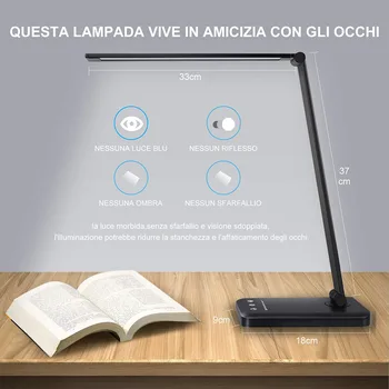 

New Touch Control Dimmable LED Desk Lamp Multi-functional Phone Wireless Charging Stand Table USB Powered Reading Light for Kids