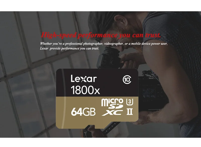 Lexar Профессиональный 1800x microSDXC UHS-II Micro sd-карты объемом 64 Гб оперативной памяти, 32 Гб встроенной памяти до 270 МБ/с. V90 U3 карту памяти SD класса 10 Флэш-Памяти TF карты