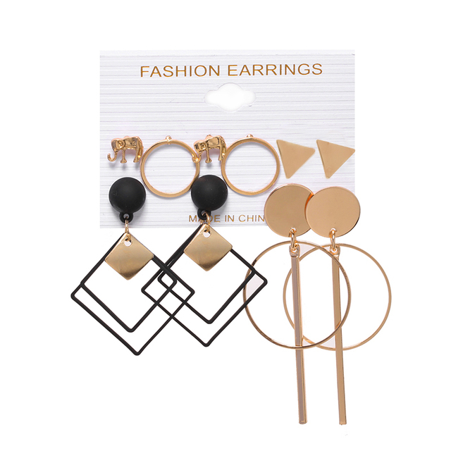 Punk Hoop Earrings Set Big Circle Earrings Jewelry for Women Girls Steampunk Ear Clip Punk Style Earring Ear Ring