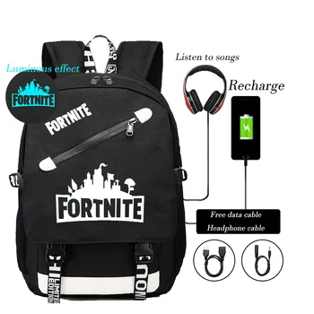 

Children Fortniteed School Bag for Boy Girls Anime Luminous School Backpack Kids Waterproof Book Bag USB Charging SchoolBag Gift