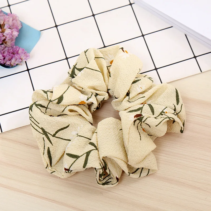 Elegant Chiffon Scrunchies Woman Elastic Hair Bands Scrunchie Fashion Headband Women Girl Ponytail Holder Hair Accessories head scarves Hair Accessories