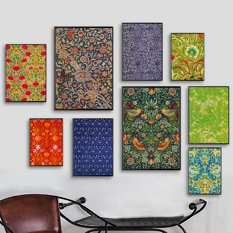 

William Morris British Arts and Crafts Posters Vintage Canvas Painting Print Antique Victorian Wall Art Picture Home Room Decor