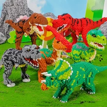 

Jurassic Dinosaur Tyrannosaurus Triceratops Animal Monster 3D Mini Diamond Blocks Bricks Building Toy for Children no Box