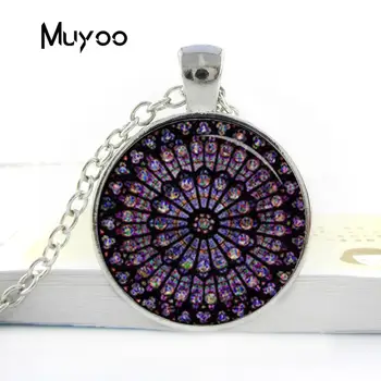 

2020 New Vintage Rose Window Notre Dame De Paris Cathedral Pattern Handmade Jewelry Pendant Necklace