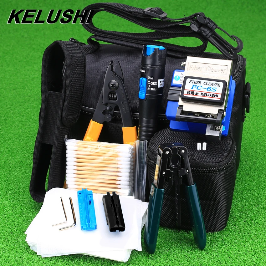 13 Pcs/Set FTTH Fiber Optic Tools Kit with FC-6S Cleaver and  5mW Visual Fault Locator Wire Stripper